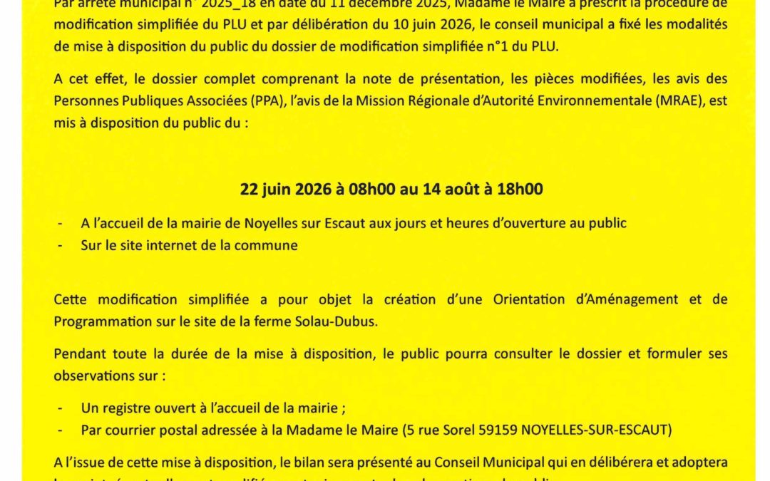 AVIS DE CONSULTATION PUBLIQUE