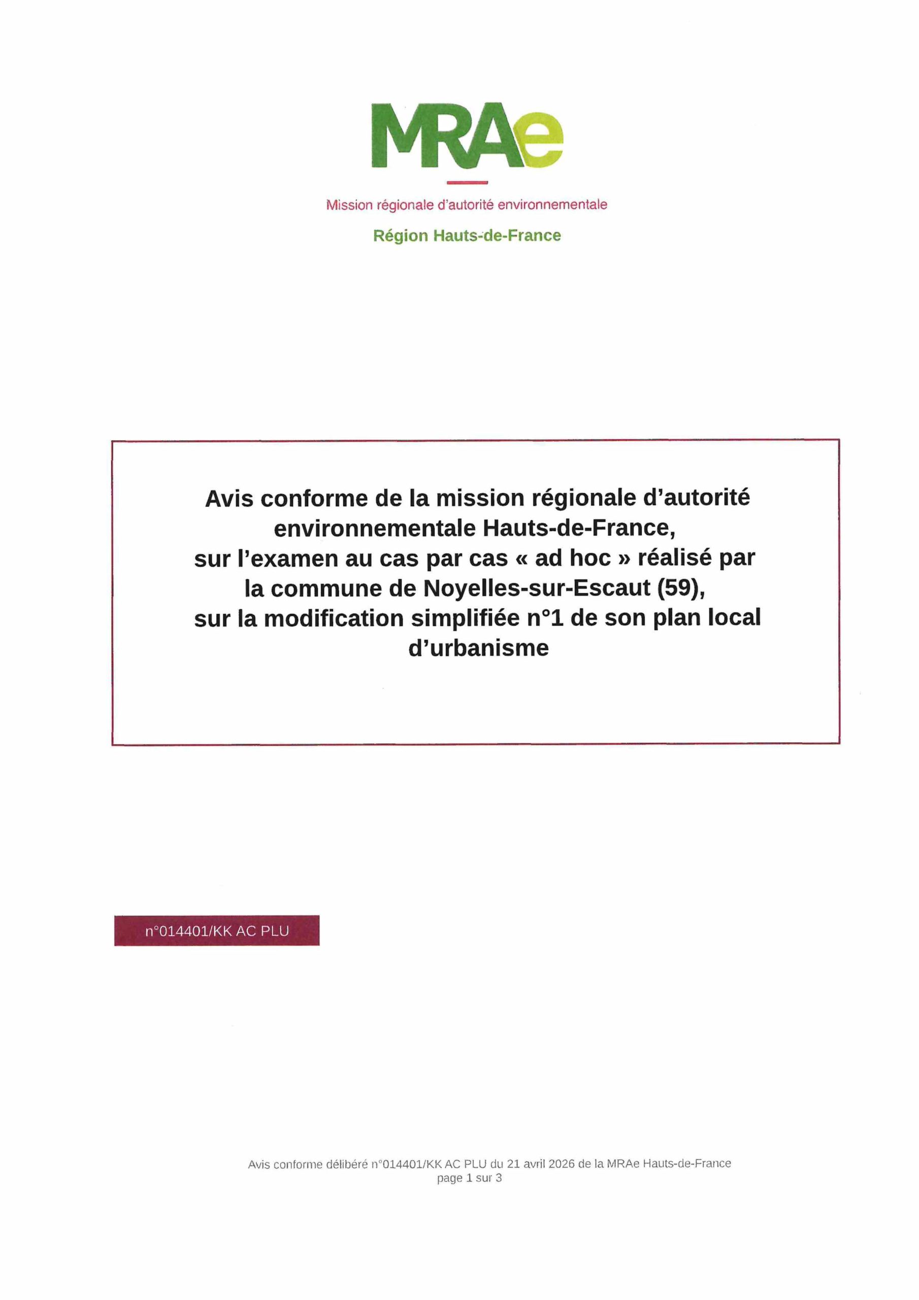 AVIS MRAe